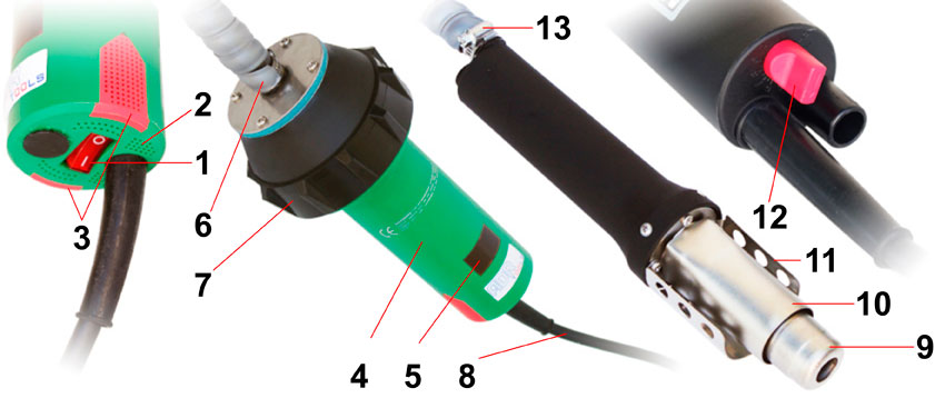 МИНИ-термофен LABOR ST-1600W (ADR tools) состав узлы детали