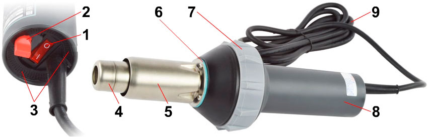Промышленный фен TRIAC BT-2000W (ADR tools) состав узлы детали